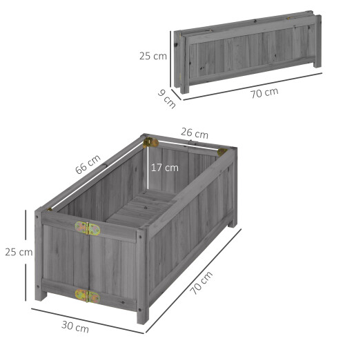 Outsunny Jardinera Gris 70 x 30 x 25 cm 2