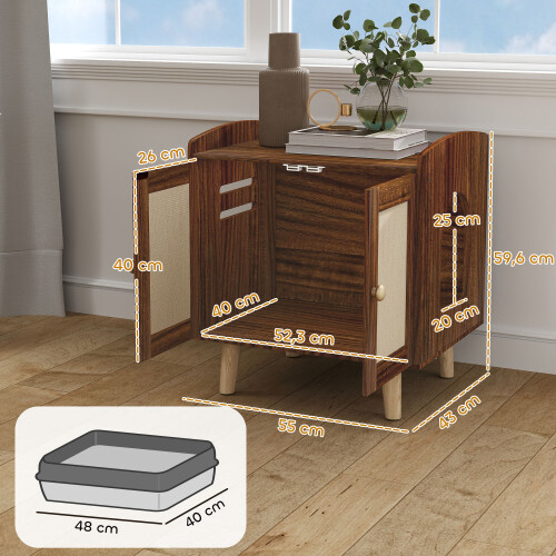 PawHut Mueble Arenero Marrón 55 x 43 x 59.6 cm 2