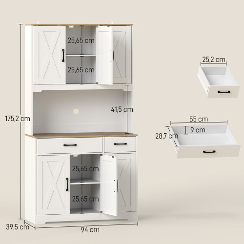 Homcom Alacena de Cocina Blanco 94 x 39.5 x 175.2 cm 2