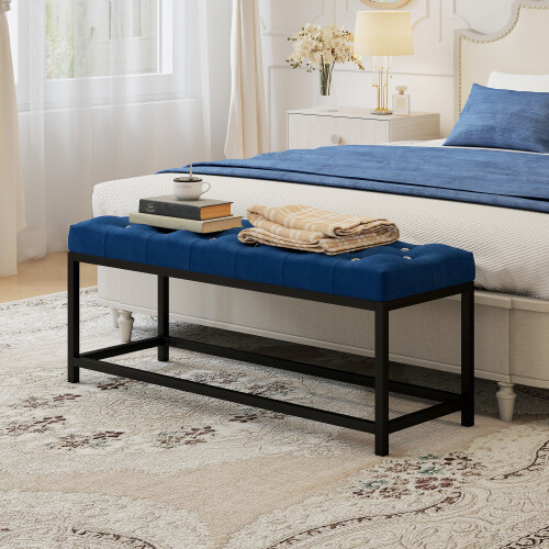 Homcom Pie de Cama Azul 117 x 40 x 48 cm 1