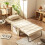 Homcom Sillón Cama Beige 75 x 80 x 74 cm 2