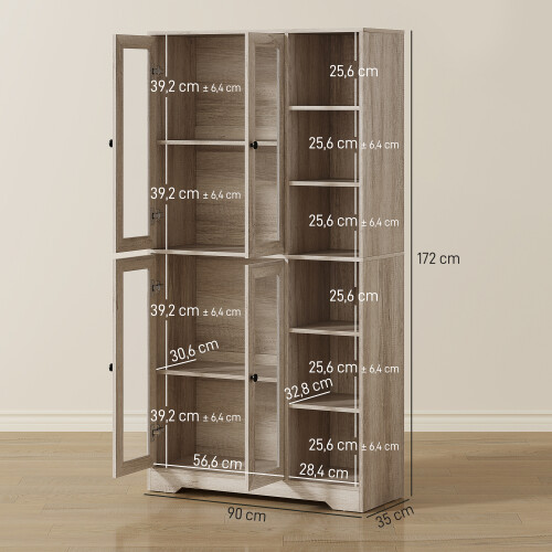 Homcom Alacena de Cocina Gris 90 x 35 x 172 cm 2
