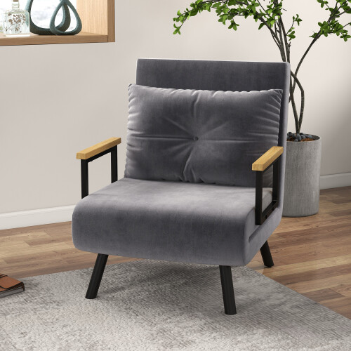 Homcom Sofá Cama Individual Gris 63 x 73 x 81 cm 1