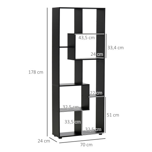 Homcom Estantería para Libros Negro 70 x 24 x 178 cm 2