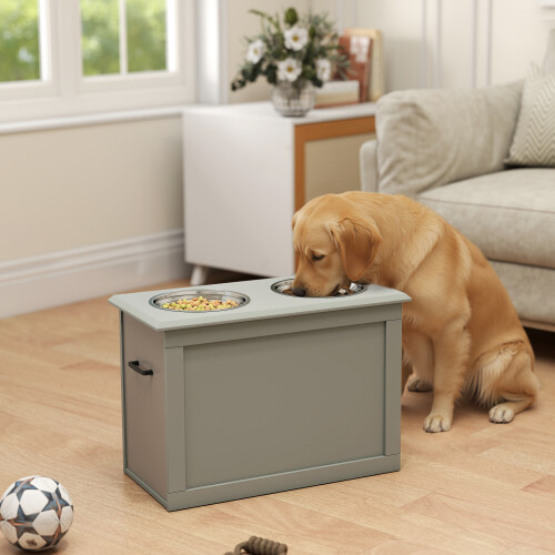 PawHut Comedero para Perro Gris 60 x 30 x 41 cm 1