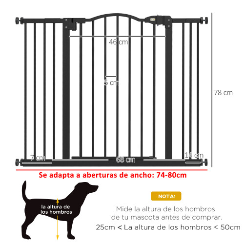 PawHut Barrera de Seguridad Negro 100 x 3.5 x 78 cm 2