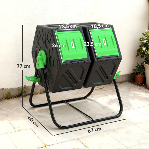 Outsunny Compostador Negro 67 x 60 x 77 cm 2