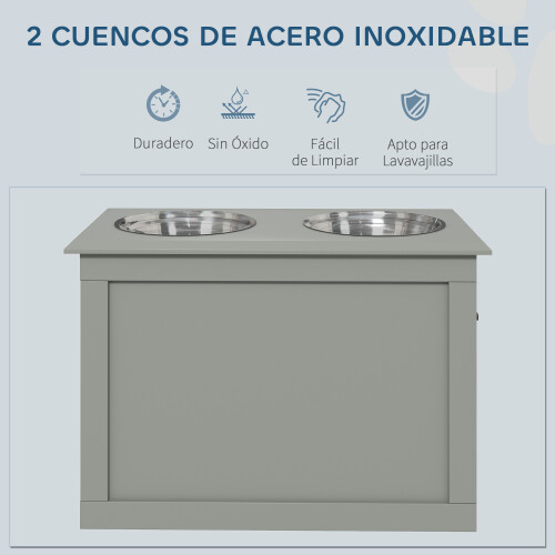 PawHut Comedero para Perro Gris 60 x 30 x 41 cm 2