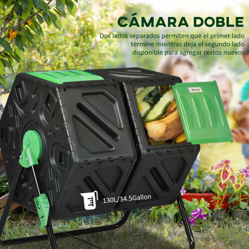 Outsunny Compostador Negro 67 x 60 x 77 cm 1