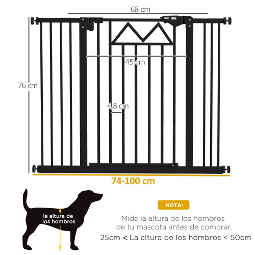 PawHut Barrera de Seguridad Negro 100 x 76 cm 2