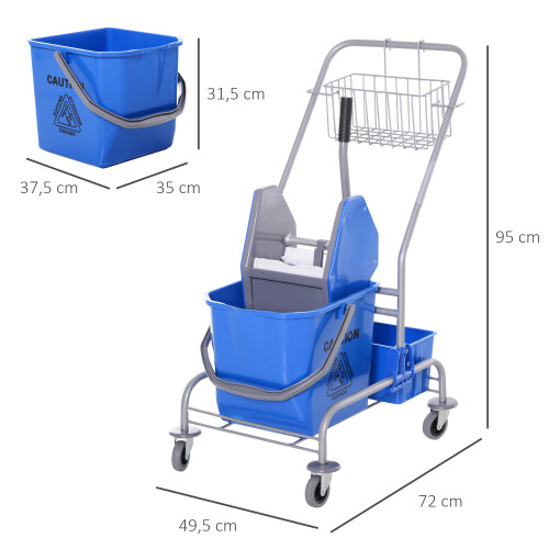 Homcom Carro de Limpieza Azul 72 x 49.5 x 95 cm 2