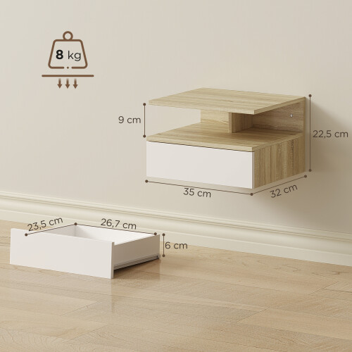 Homcom Mesitas de Noche Blanco 35 x 32 x 22.5 cm 2