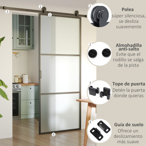 Homcom Herraje para Puerta Negro 200 x 40 x 0.6 cm 2