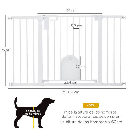 PawHut Barrera de Seguridad Blanco 131 x 2 x 76 cm 2
