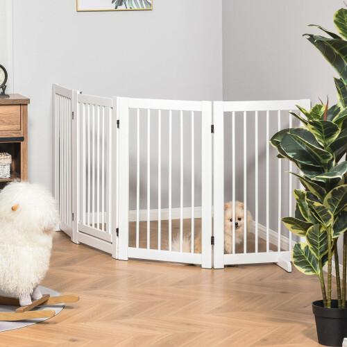 PawHut Barrera para Perros Blanco 204 x 36 x 75 cm 1