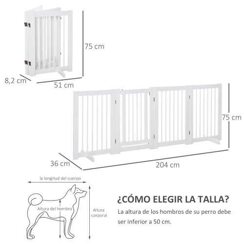 PawHut Barrera para Perros Blanco 204 x 36 x 75 cm 2