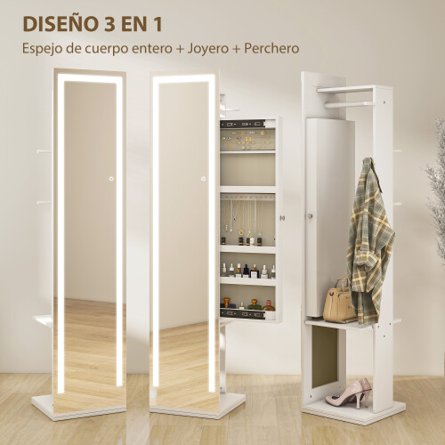 Homcom Armario Joyero Blanco 38.5 x 38.5 x 172.5 cm 1