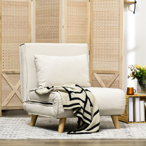 Homcom Sillón Cama Beige 72 x 78 x 79 cm 2