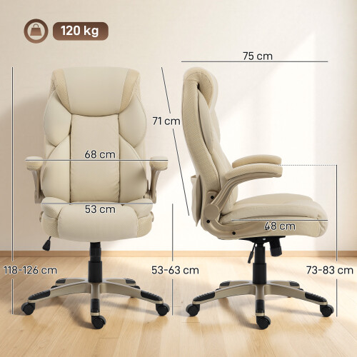 Homcom Silla de Oficina Beige 68 x 75 x 126 cm 2
