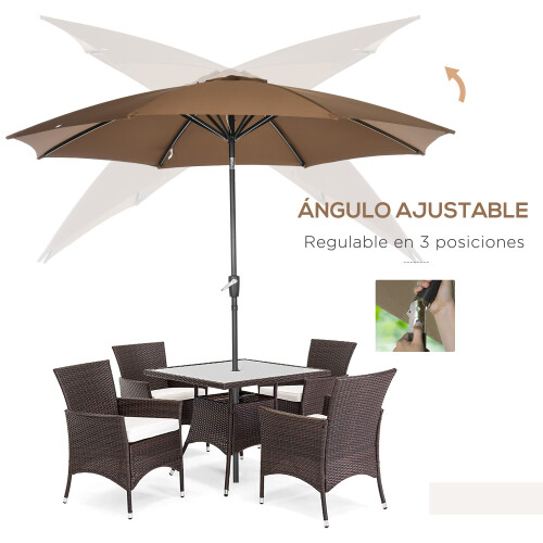 Outsunny Sombrilla de Jardín Marrón 300 x 300 x 252 cm 1