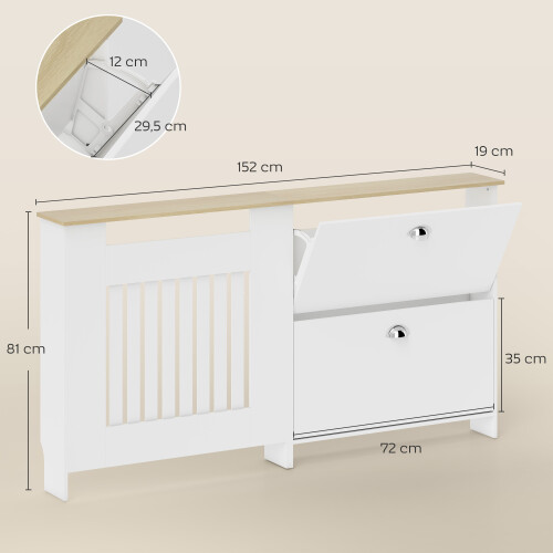 Homcom Cubre Radiadore Blanco 152 x 19 x 81 cm 2