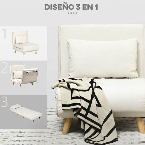 Homcom Sillón Cama Beige 72 x 78 x 79 cm 1