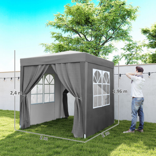 Outsunny Carpa Plegable Gris 200 x 200 x 240 cm 2