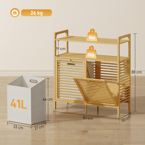 Homcom Mueble Ropa Sucia Marrón 82 x 33 x 88 cm 1