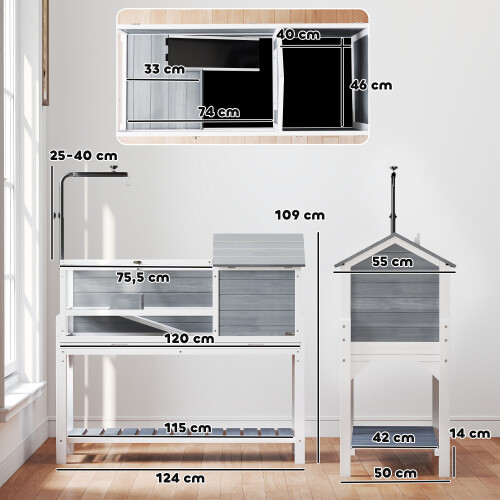 PawHut Casa para Tortuga Gris 124 x 55 x 109 cm 2