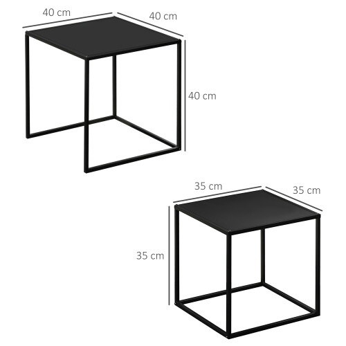Homcom Mesas de Café Negro 40 x 40 x 40 cm 2
