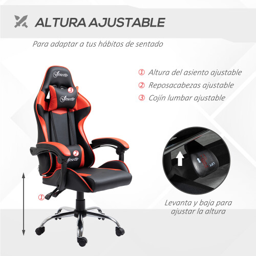Vinsetto Silla Gaming Rojo 63 x 67 x 130 cm 2