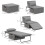 Homcom Sillón Cama Gris 75 x 80 x 74 cm 3