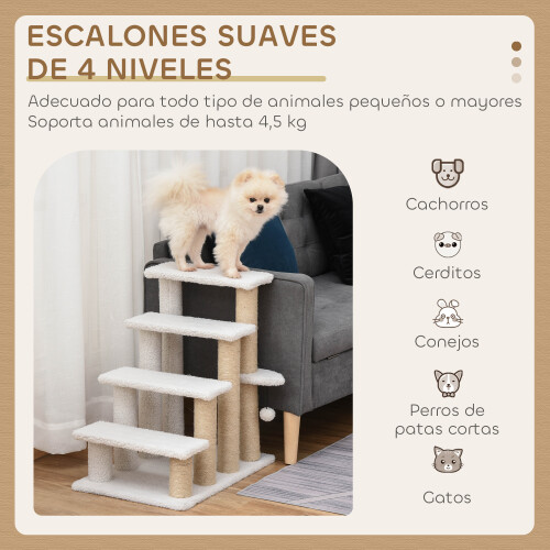 PawHut Escalera para Gato Blanco 60 x 40 x 64 cm 2