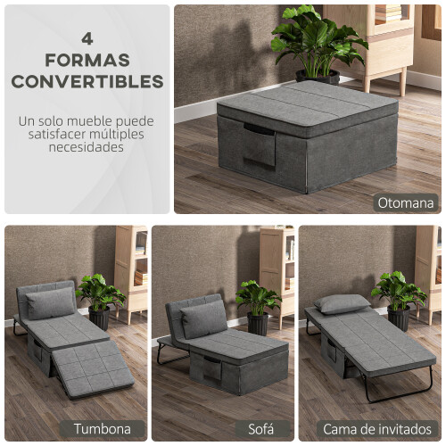 Homcom Sillón Cama Gris 75 x 80 x 74 cm 1