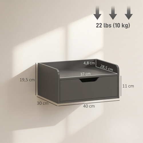 Homcom Mesitas de Noche Negro 40 x 30 x 19.5 cm 2