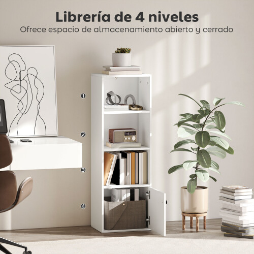 Homcom Estantería para Libro Blanco 40 x 30 x 120 cm 1