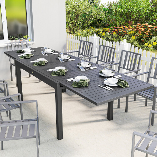 Outsunny Mesa Jardín Extensible Gris 270 x 90 x 75 cm 1