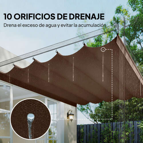 Outsunny Cubierta para Pérgola Marrón 350 x 260 x 6 cm 2