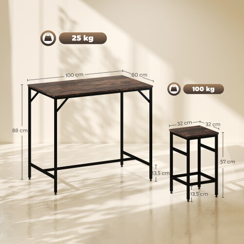 Homcom Muebles de Bar Marrón 100 x 60 x 88 cm 2