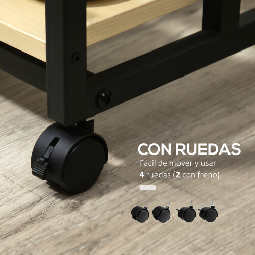 Homcom Mesa Auxiliar Móvil Marrón 60 x 34.5 x 64.5 cm 1