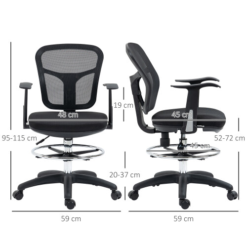 Vinsetto Silla de Escritorio Negro 59 x 59 x 115 cm 2