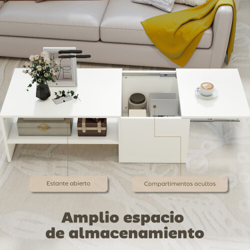 Homcom Mesa de Centro Blanco 110 x 52 x 36 cm 2