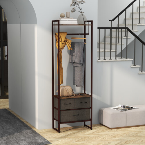 Homcom Perchero de Ropa Marrón 58.5 x 30 x 178 cm 1