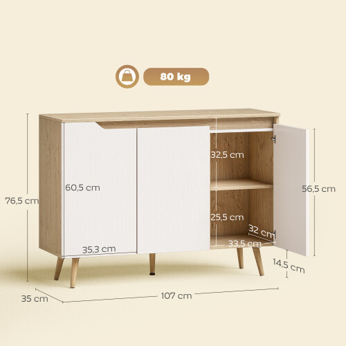 Homcom Aparador Marrón 107 x 35 x 76.5 cm 2