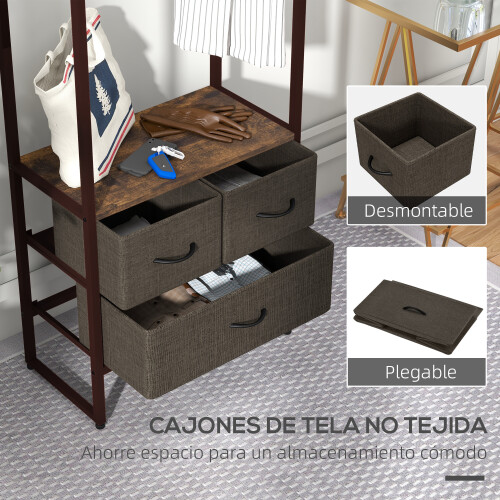 Homcom Perchero de Ropa Marrón 58.5 x 30 x 178 cm 2