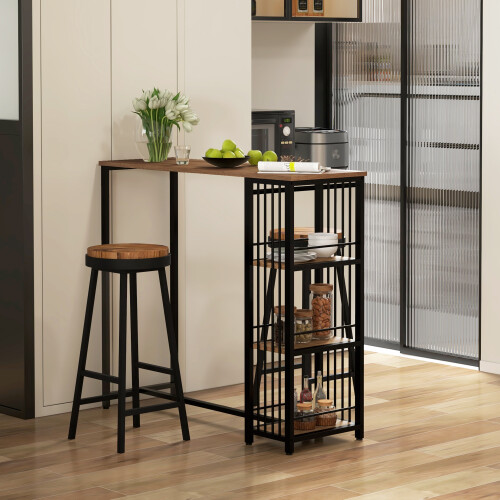 Homcom Mesa Alta Bar Marrón 120 x 40 x 105 cm 1