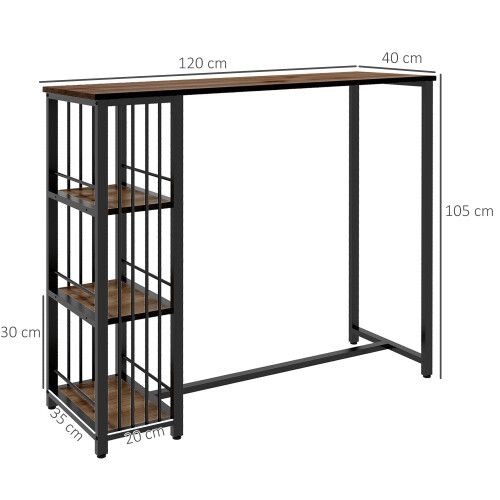 Homcom Mesa Alta Bar Marrón 120 x 40 x 105 cm 2