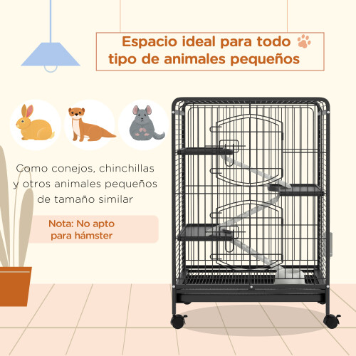 PawHut Jaula para Roedore Negro 61.5 x 44 x 95 cm 1