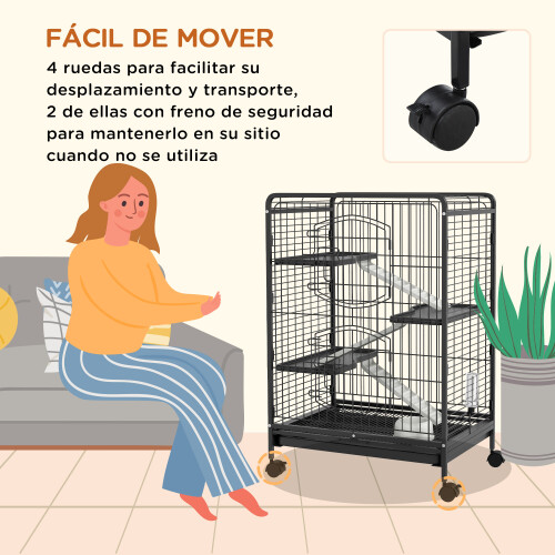 PawHut Jaula para Roedore Negro 61.5 x 44 x 95 cm 2