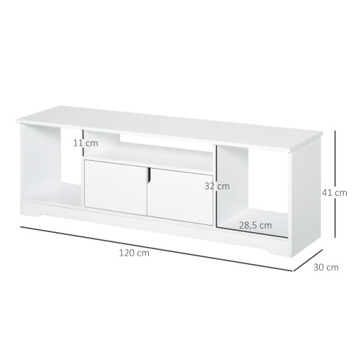 Homcom Mueble de TV Blanco 120 x 30 x 41 cm 2